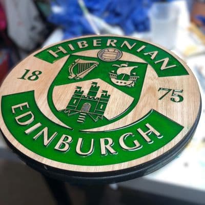 Hibernian F.C. Handcrafted Wooden & Resin Crest - Image 5