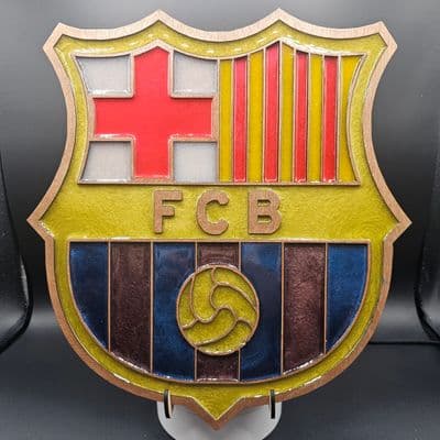 F.C. Barcelona Crest Handcrafted Wooden & Resin Art - Image 2