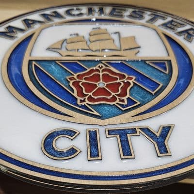 Manchester City F.C. Handcrafted Wooden and Resin Crest - Image 3