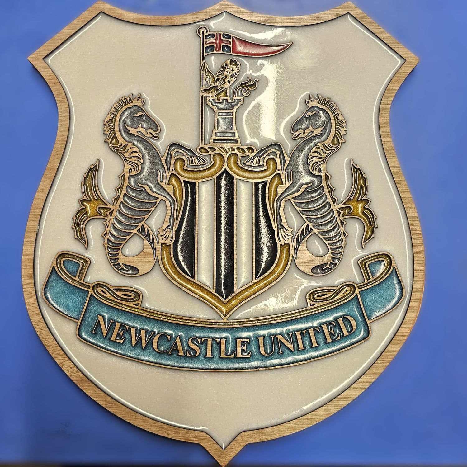 Newcastle United F.C. Handcrafted Wooden and Resin Crest - Image 1