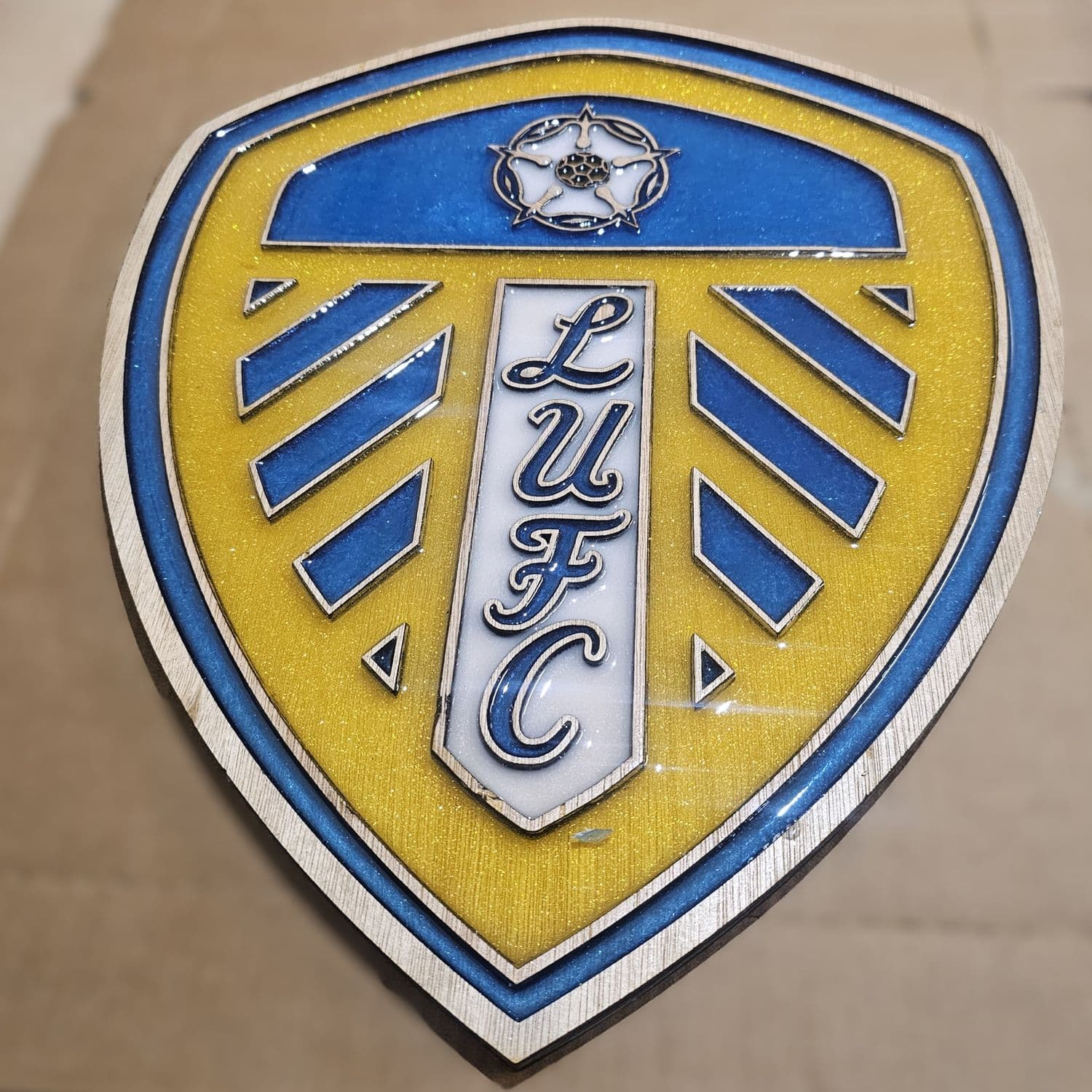 Leeds United F.C. Handcrafted Wooden and Resin Crest