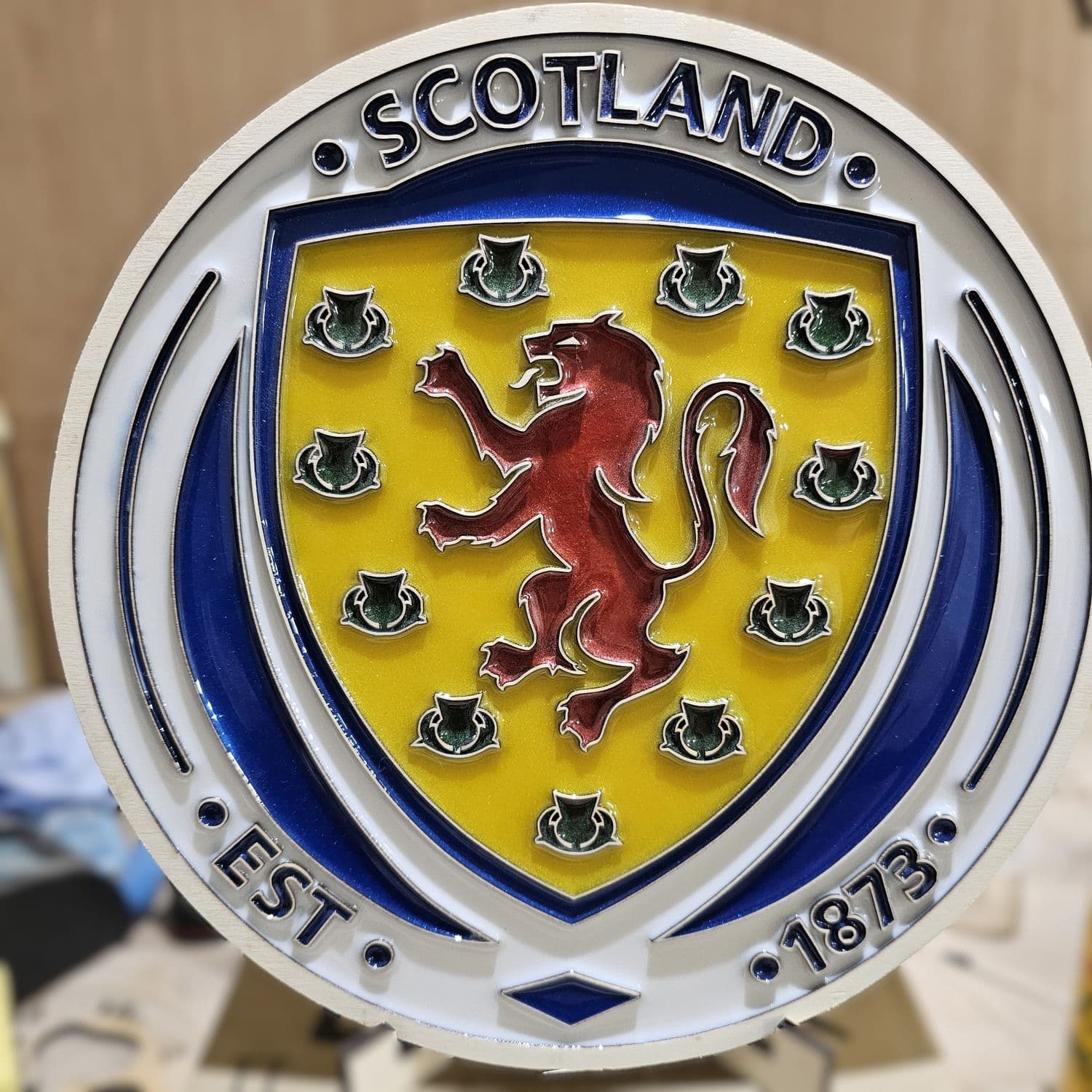 Scotland National Football Team Handcrafted Wooden and Resin Crest - Image 1