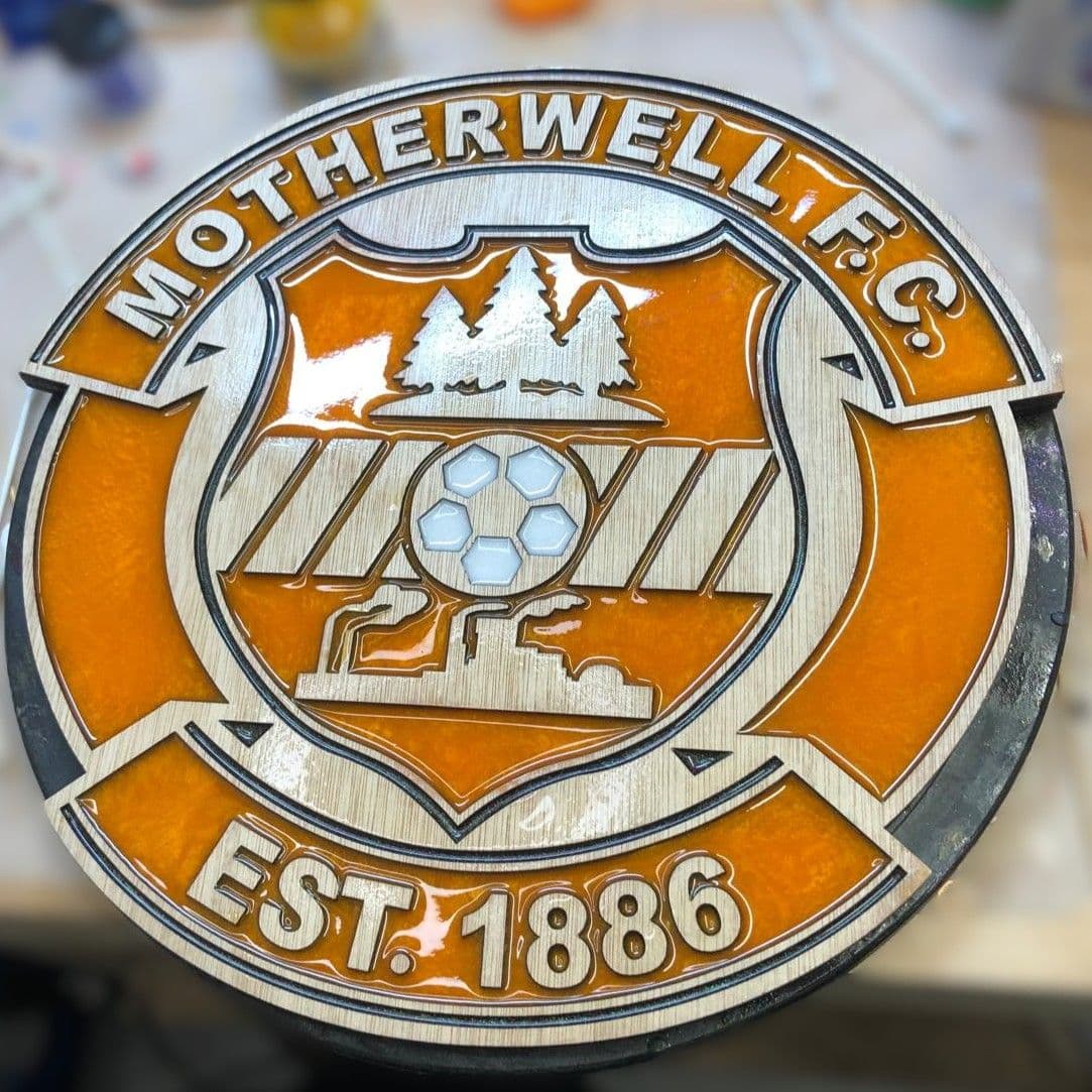 Motherwell F.C. Handcrafted Wooden and Resin Crest - Image 1